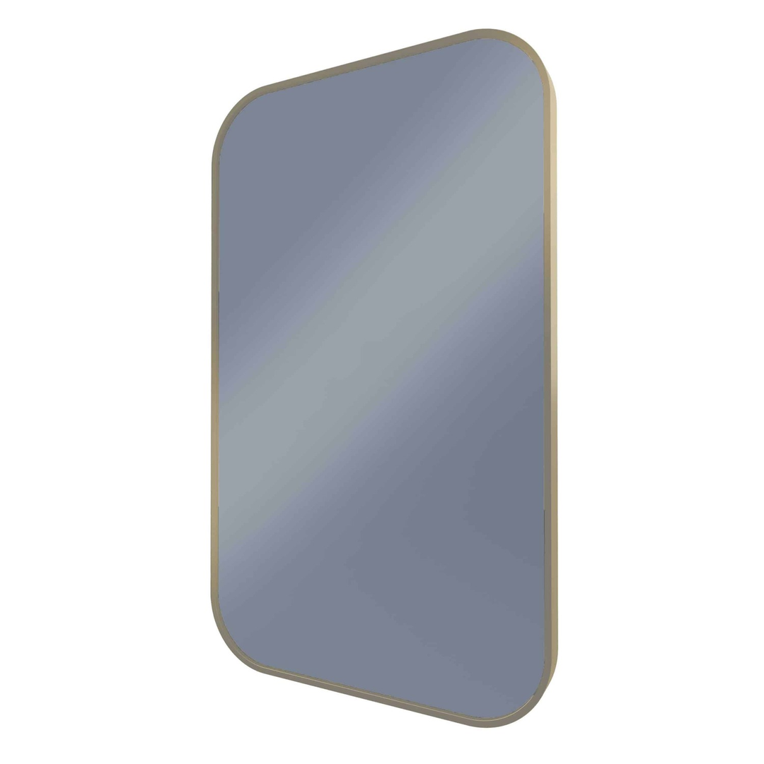 Remer Modern Soft Rectangle 600X1000 Baltic Brass Framed Mirror With Mirage Magnifier