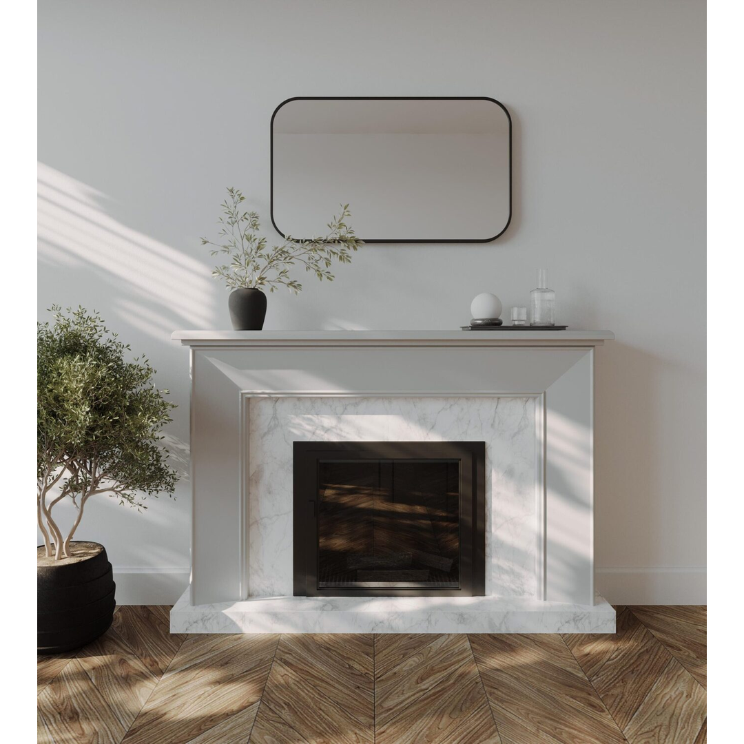 Remer Modern Soft Rectangle 600X1000 Manhattan Black Framed Mirror With Mirage Magnifier