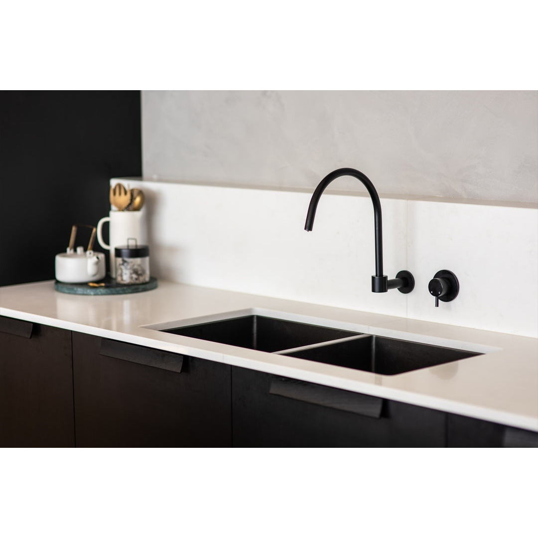 Meir Round Wall Mixer Short Pin Lever Finish Kit Matte Black