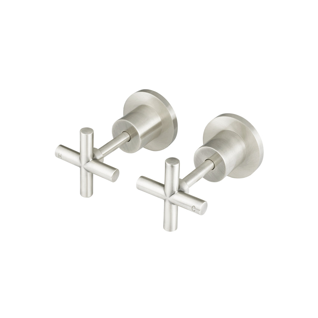 Meir Cross Handle Jumper Valve Wall Top Assemblies Brushed Nickel
