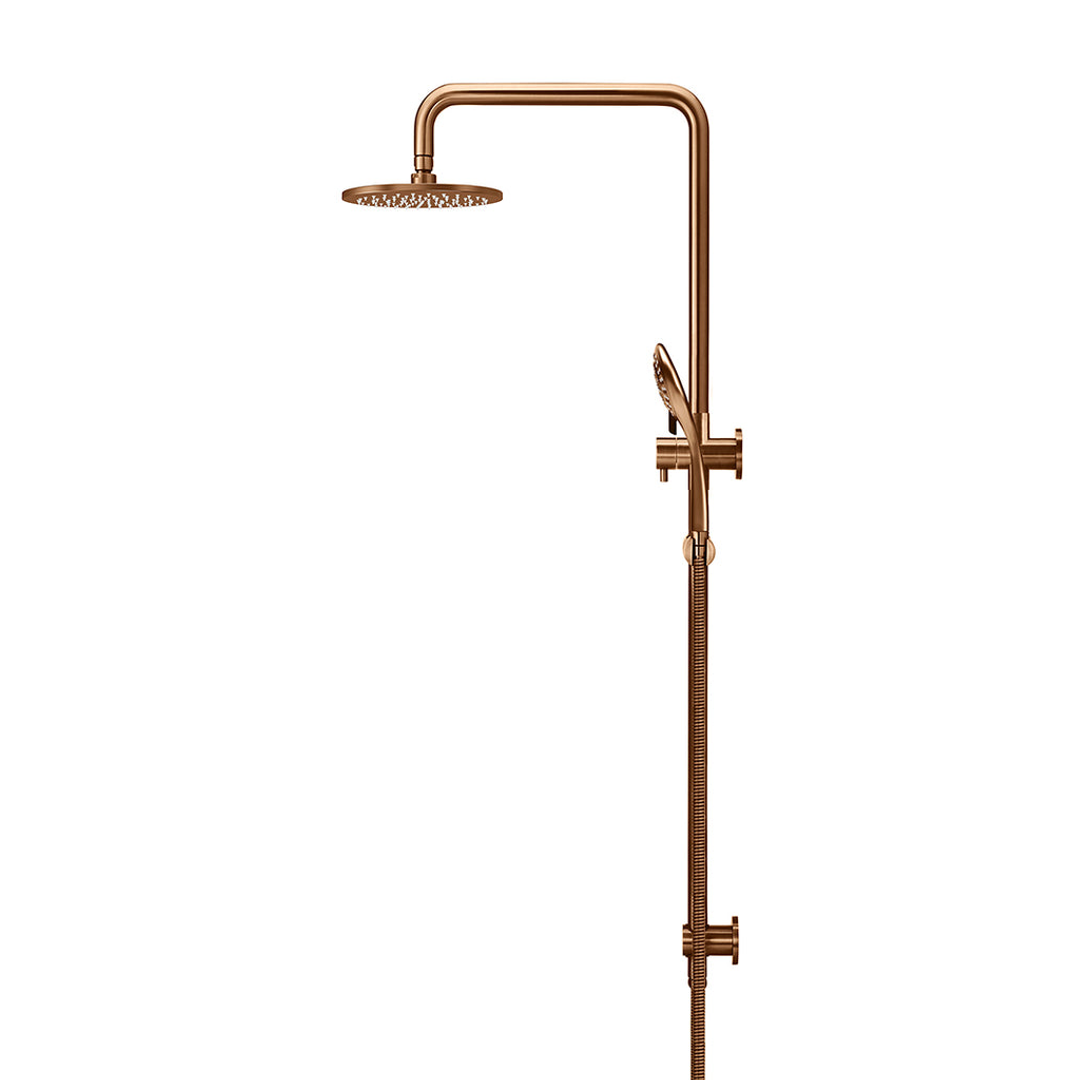 Meir Round Combination Shower Rail 200Mm Rose Three Function Hand Shower Lustre Bronze