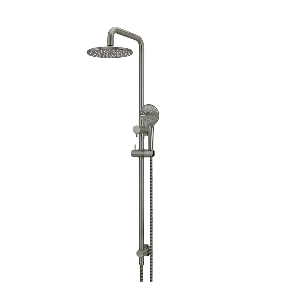 Meir Round Combination Shower Rail 200Mm Rose Three Function Hand Shower Shadow