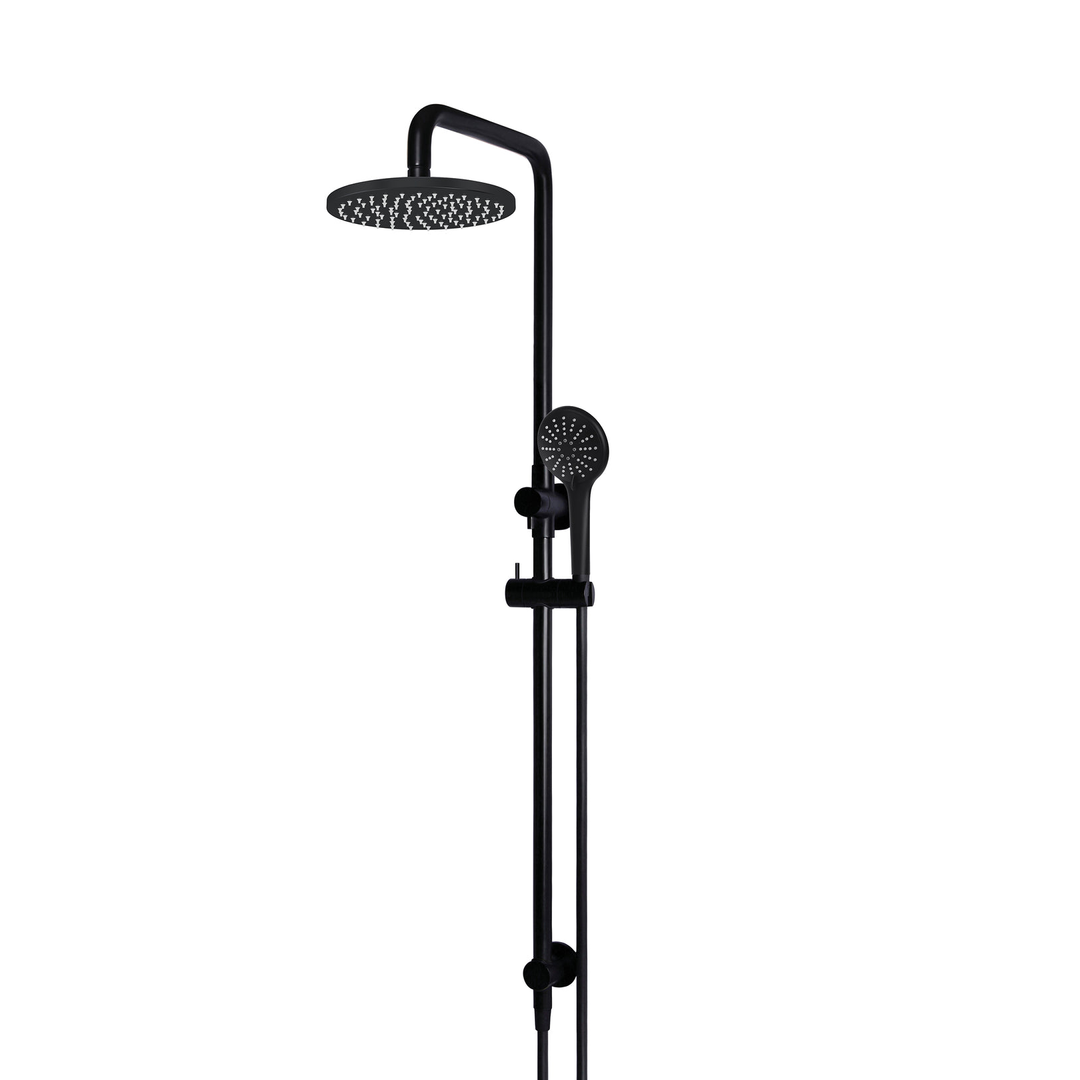 Meir Round Combination Shower Rail 200Mm Rose Three-Function Hand Shower Matte Black Mz0704