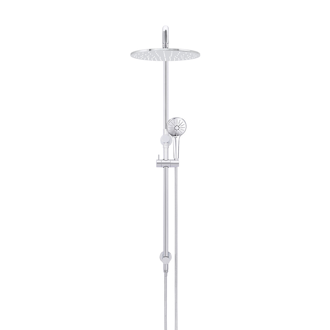 Meir Round Combination Shower Rail 300mm Rose Three Function Hand Shower Polished Chrome