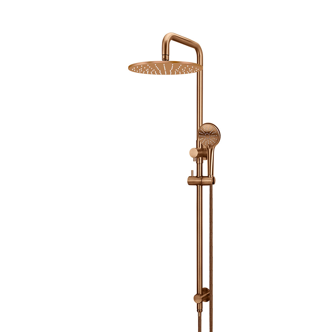 Meir Round Lustre Bronze 300Mm Combination Shower Rail Rose Three Function Hand Shower