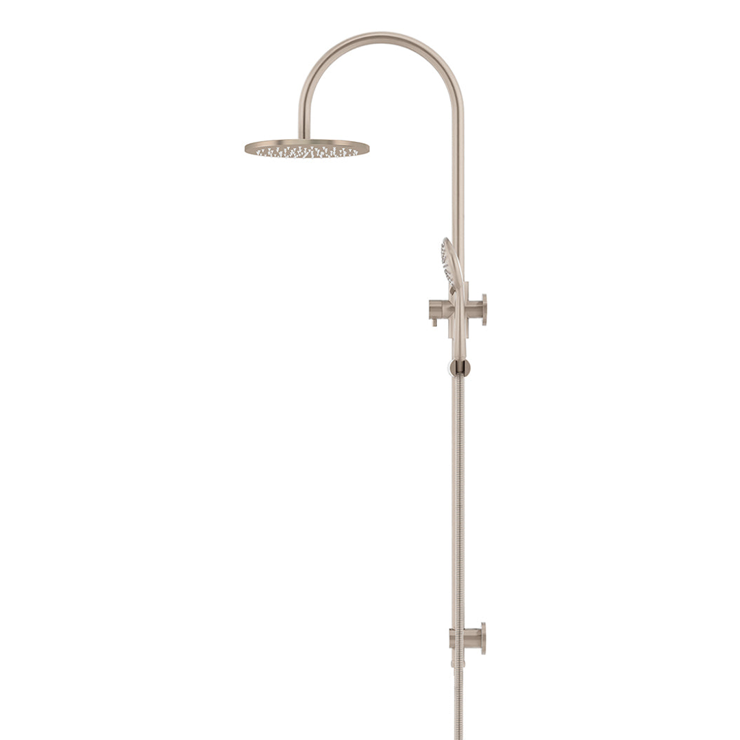 Meir 200Mm Round Overhead Shower Rail Three Function Hand Shower Champagne