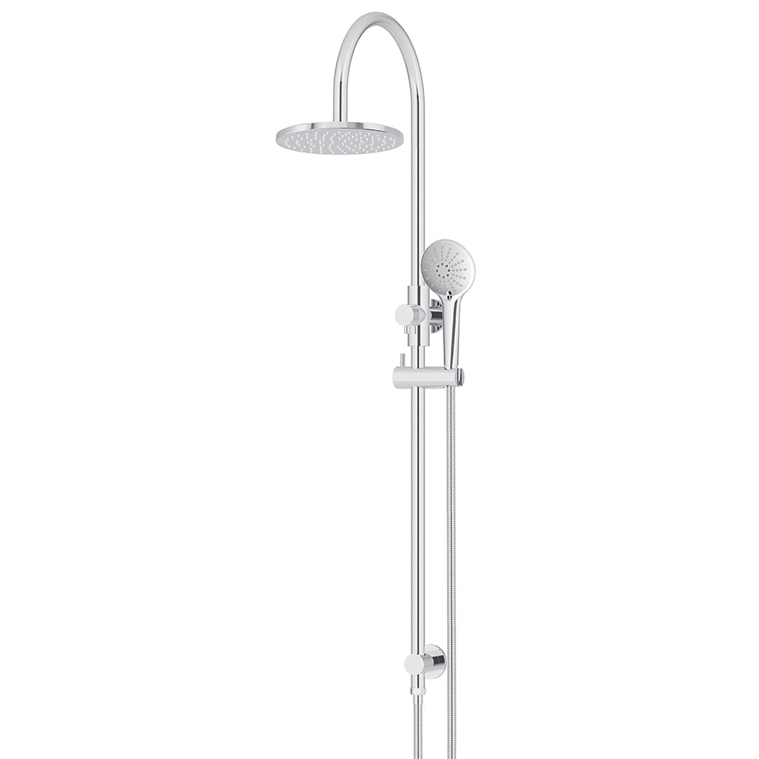 Meir 200Mm Round Overhead Shower Rail Three Function Hand Shower Polished Chrome
