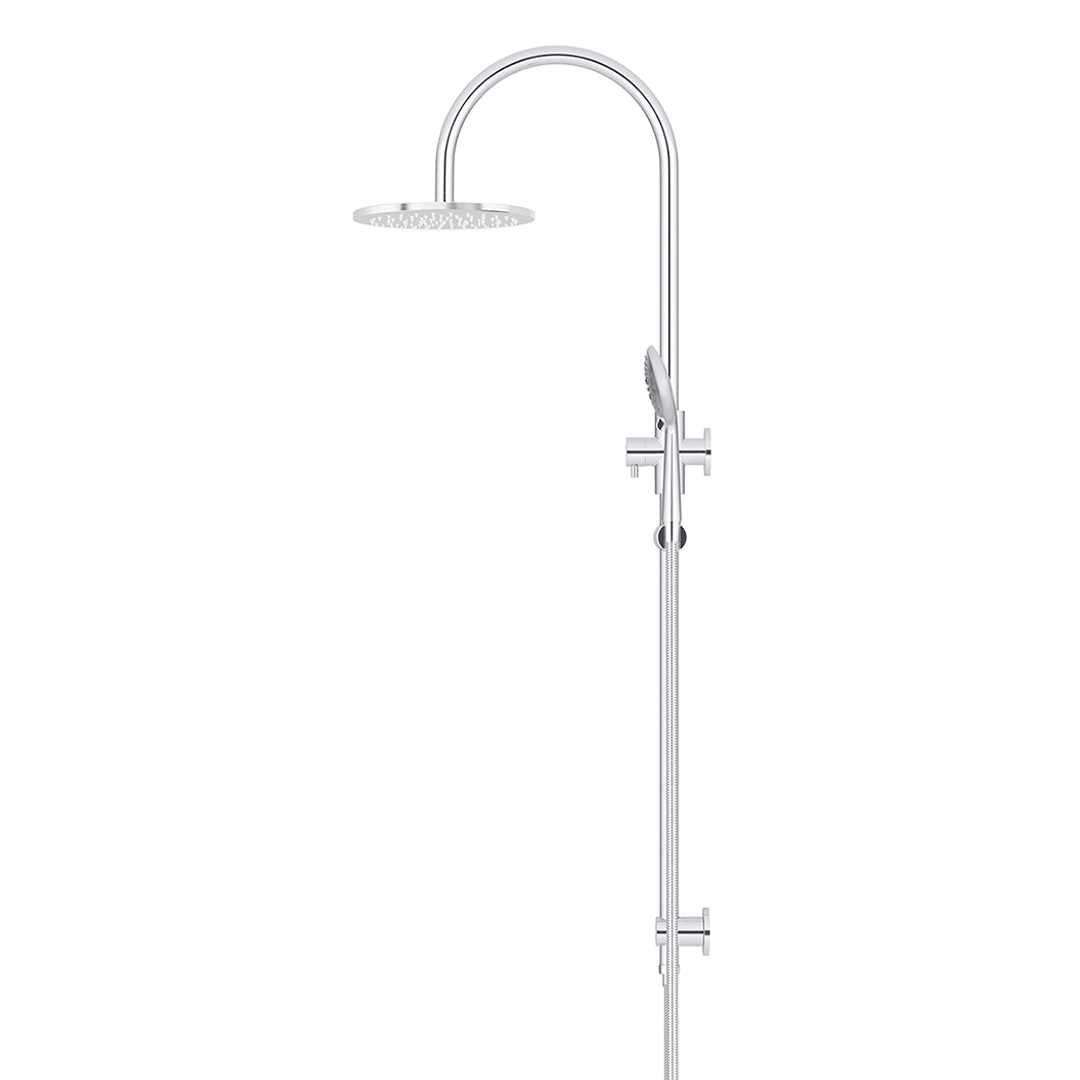 Meir 200Mm Round Overhead Shower Rail Three Function Hand Shower Polished Chrome