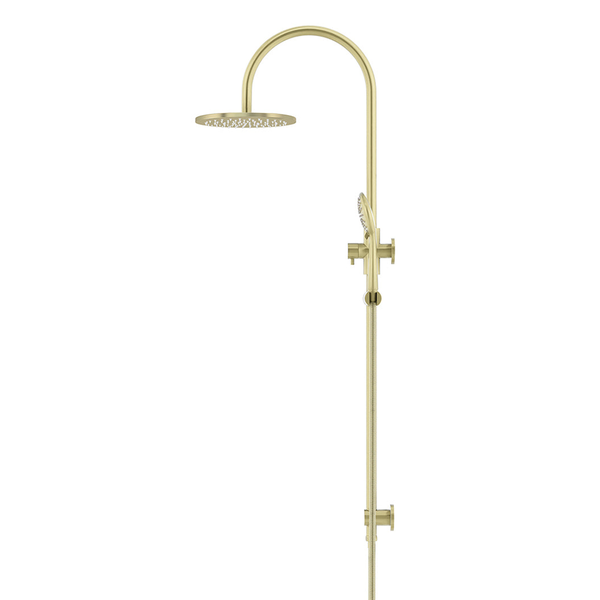 Meir 200Mm Round Overhead Shower Rail Three Function Hand Shower Tiger Bronze