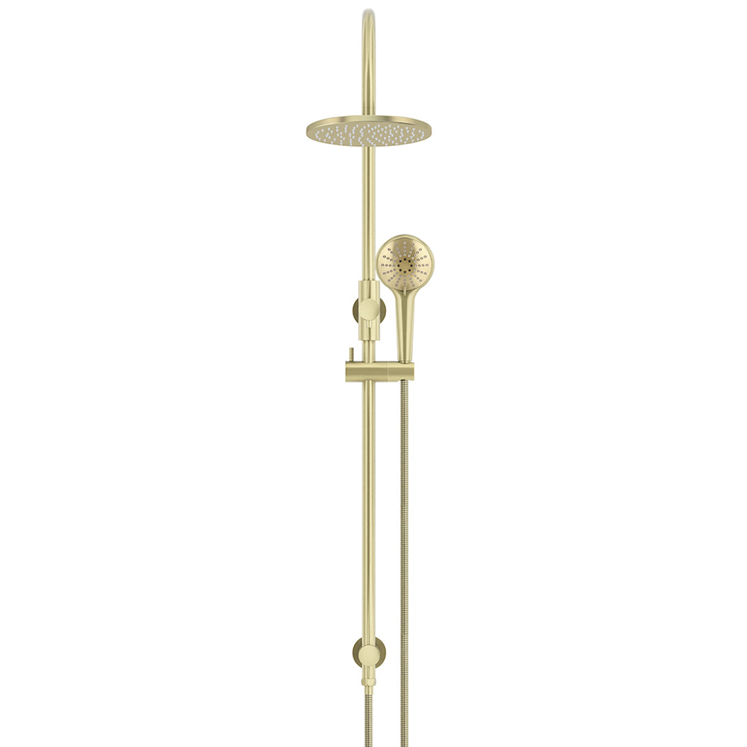 Meir 200Mm Round Overhead Shower Rail Three Function Hand Shower Tiger Bronze