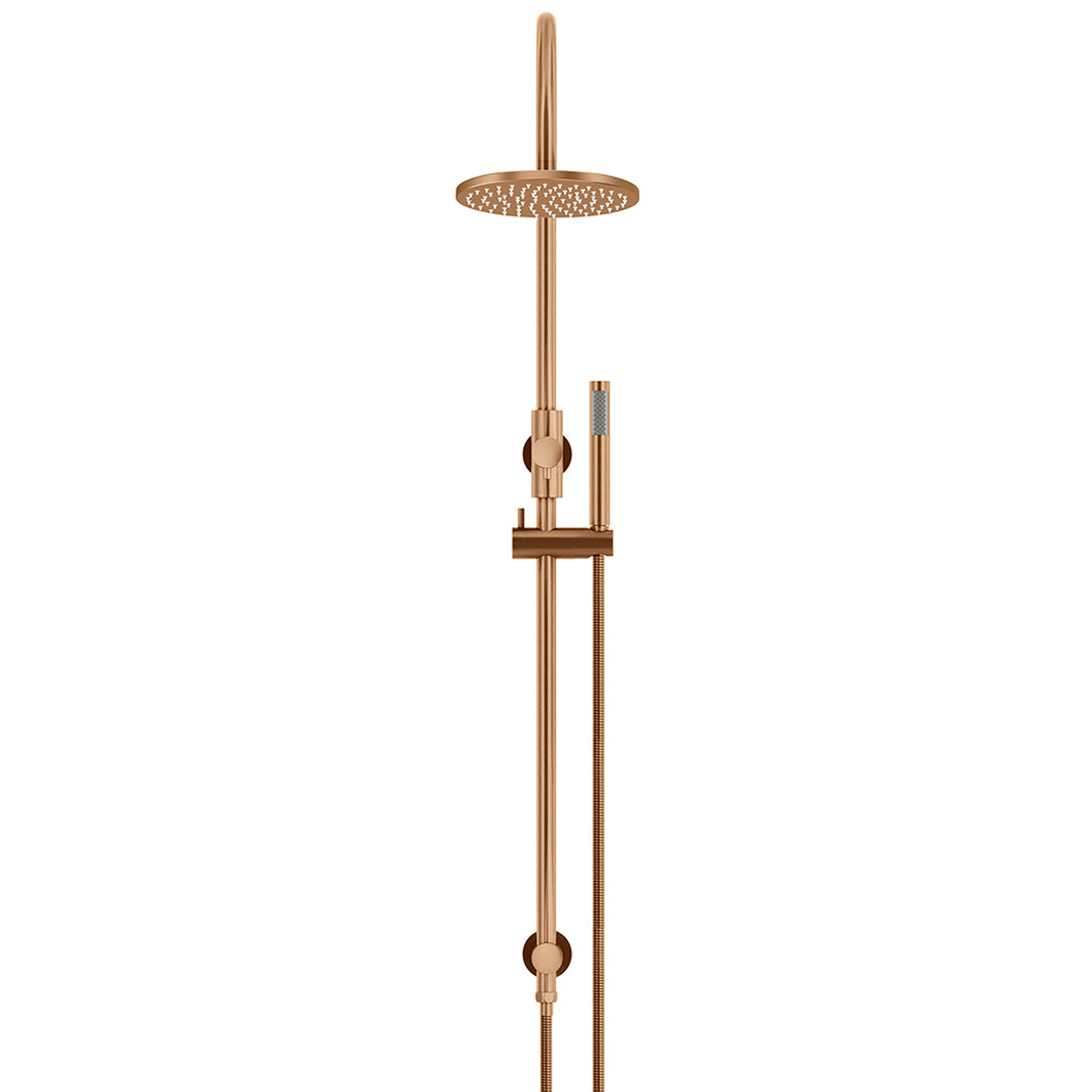 Meir 200Mm Round Overhead Shower Set Single Function Hand Shower Lustre Bronze