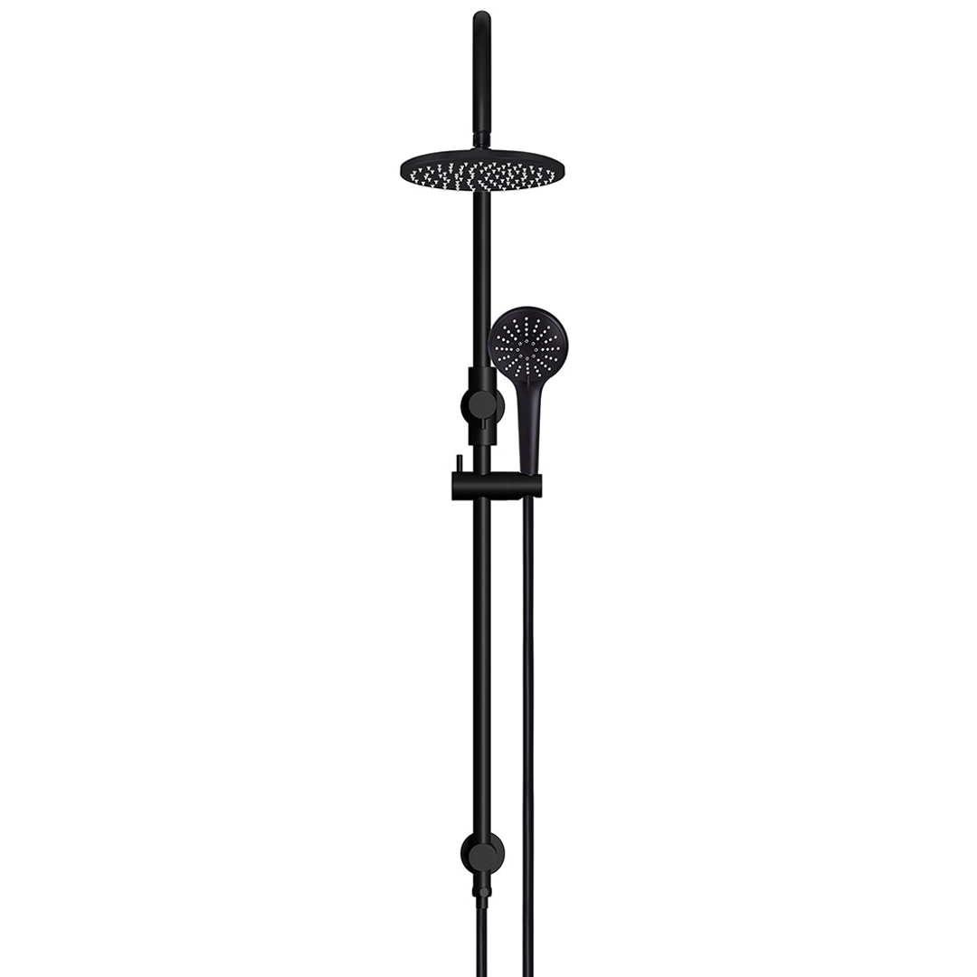 Meir 200Mm Round Overhead Shower Rail Three Function Hand Shower Matte Black