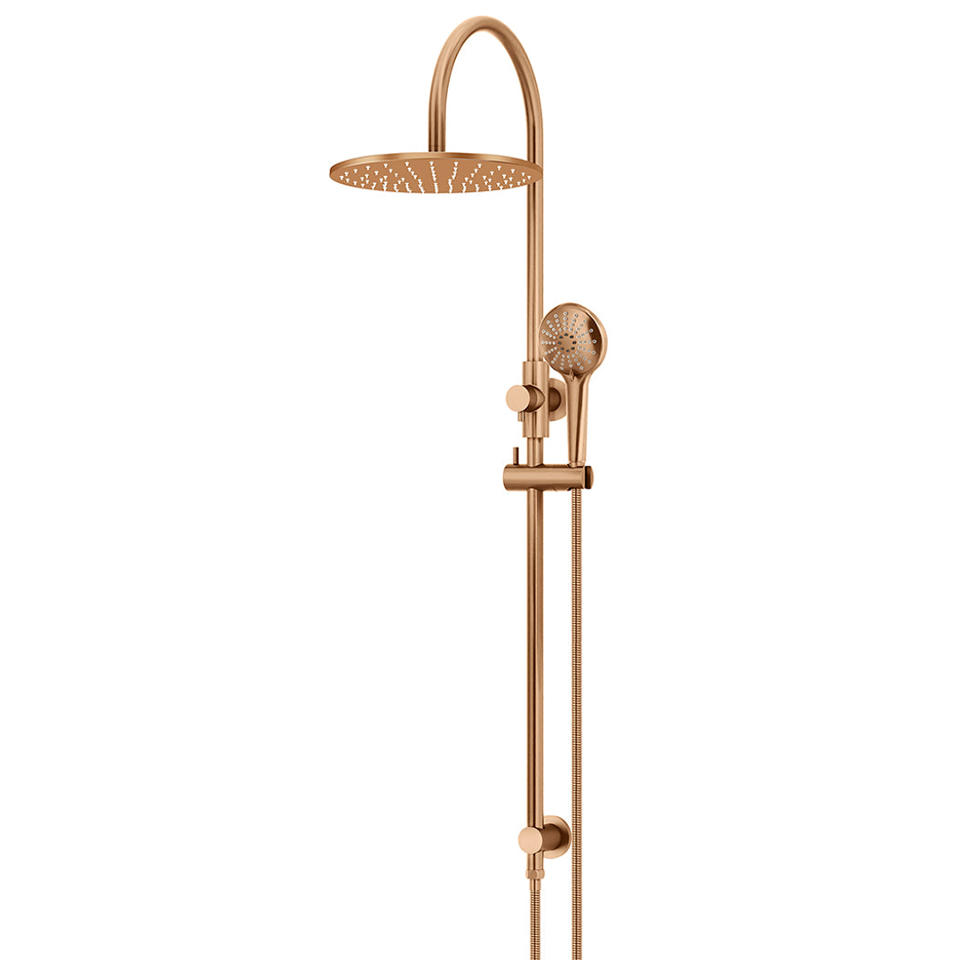 Meir 300Mm Round Overhead Shower Rail Three Function Hand Shower Lustre Bronze