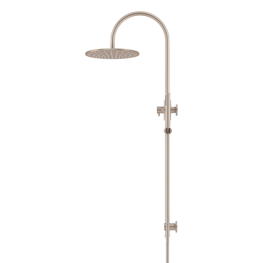 Meir 300Mm Round Overhead Shower Rail Three Function Hand Shower Polished Chrome Mz0906-C