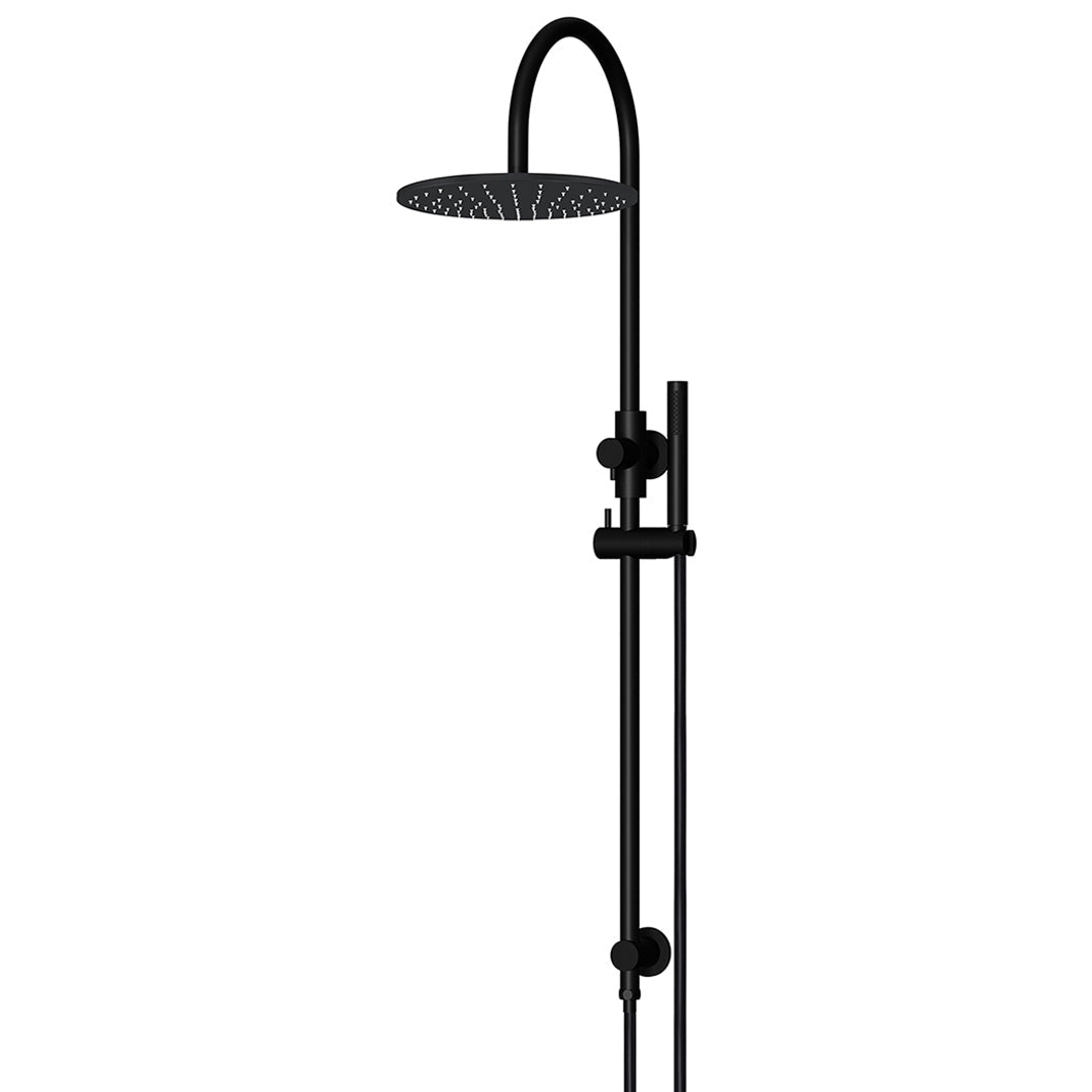 Meir 300Mm Round Overhead Shower Rail Three Function Hand Shower Matte Black Mz0906