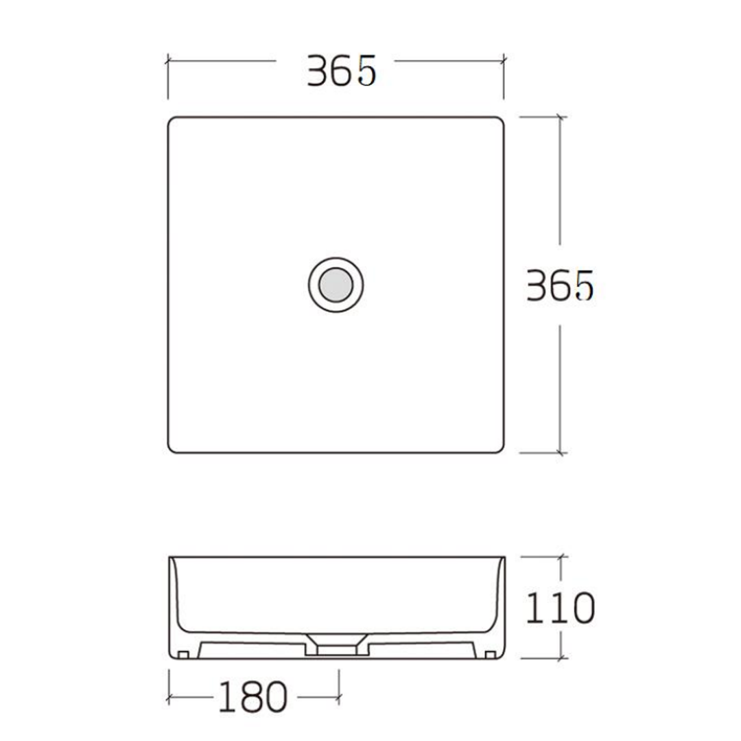 Aulic Macleod Matt White Above Counter Basin 365 X 365 X 110mm