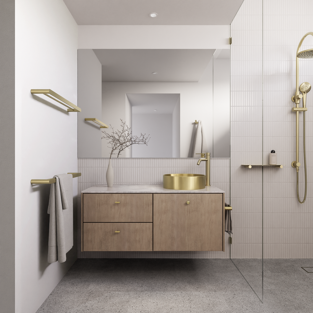 Meir Round Tall Curved Basin Mixer Tiger Bronze