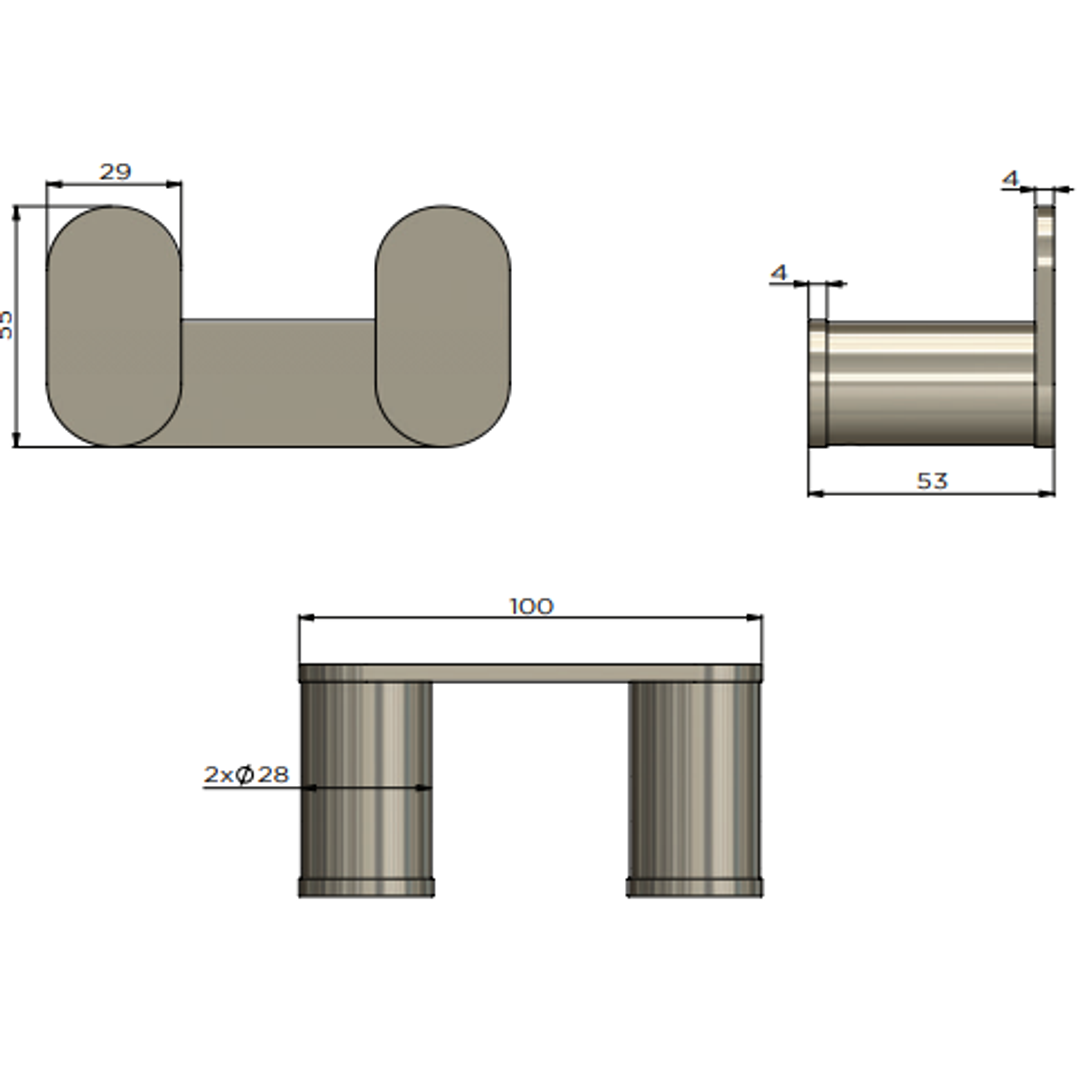 Meir Curvae Double Robe Hook Polished Chrome