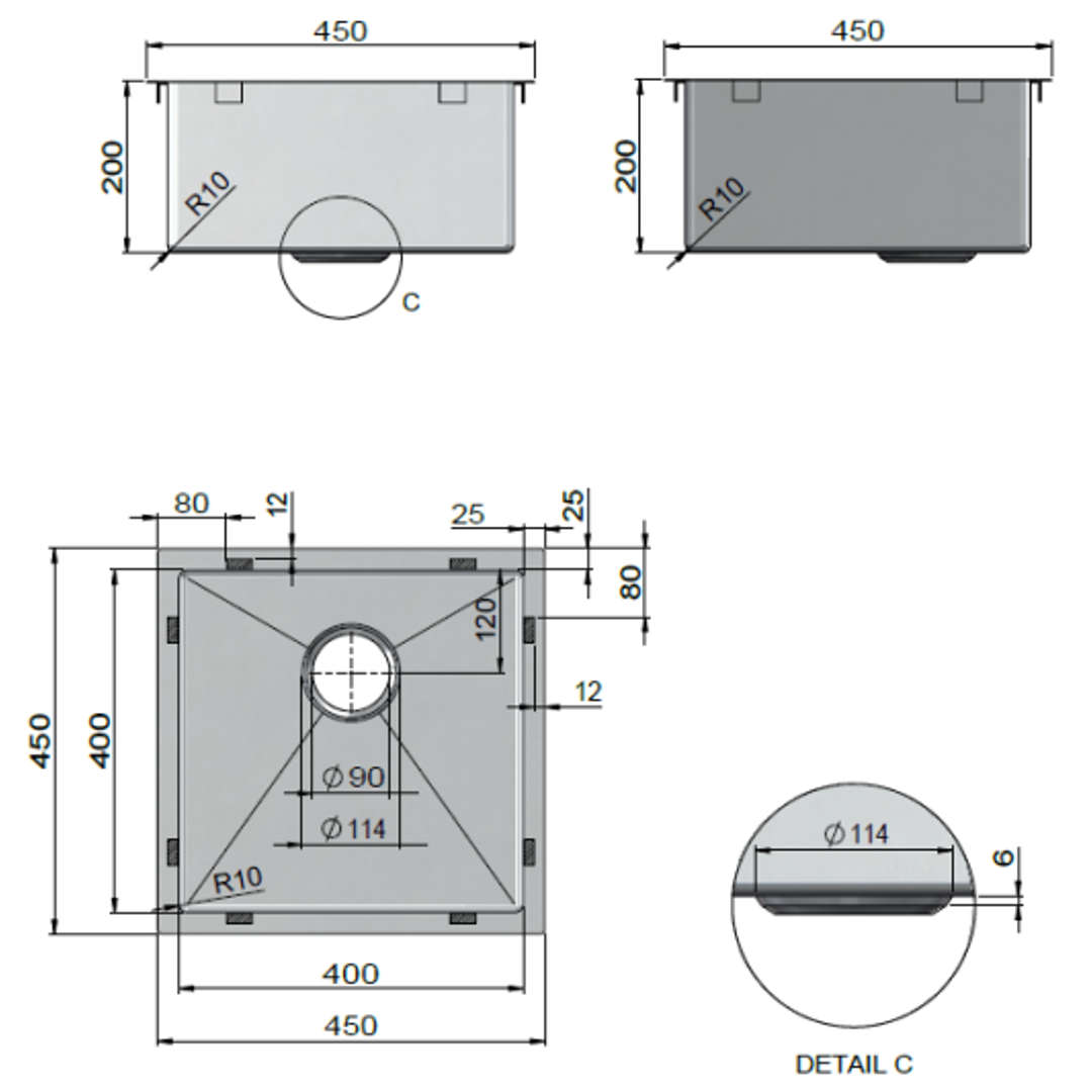 Meir Kitchen Sink Single Bowl 450 X 450 Tiger Bronze