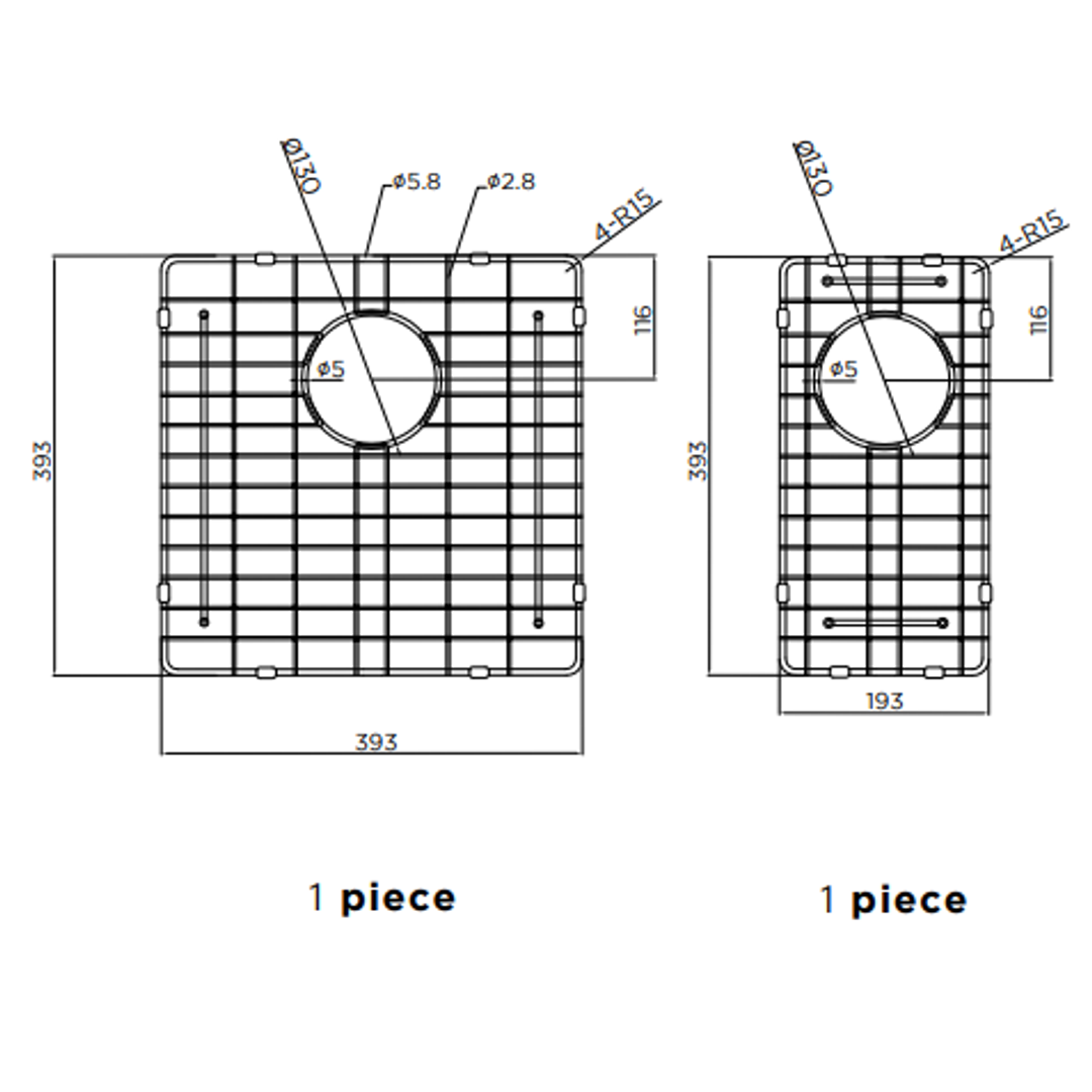Meir Lavello Double Bowl Protection Sink Grid 670mm