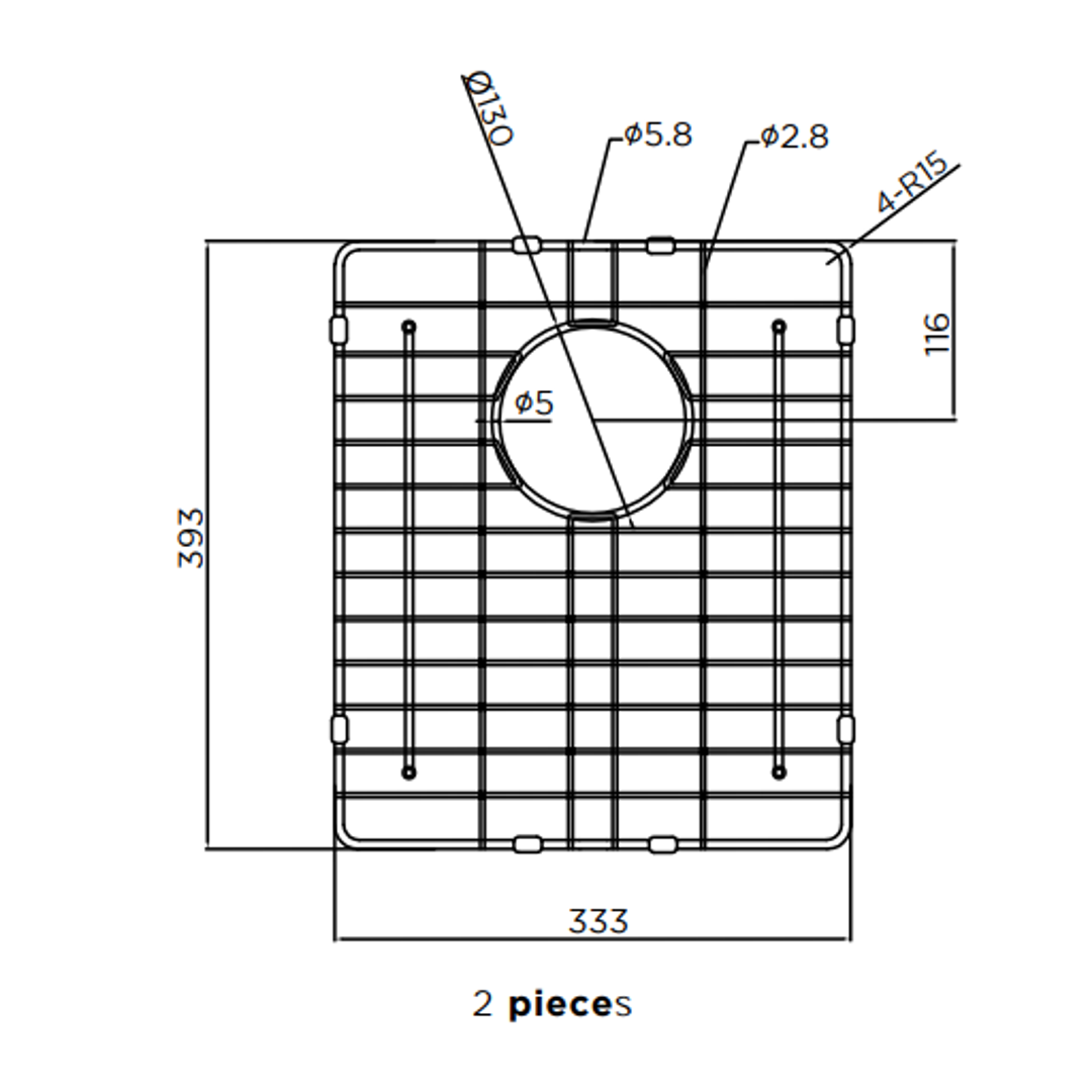 Meir Lavello Double Bowl Protection Sink Grid 760mm