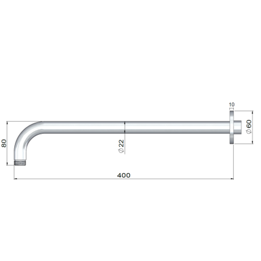 Meir Outdoor Shower Arm 400Mm Xxx Stainless Steel