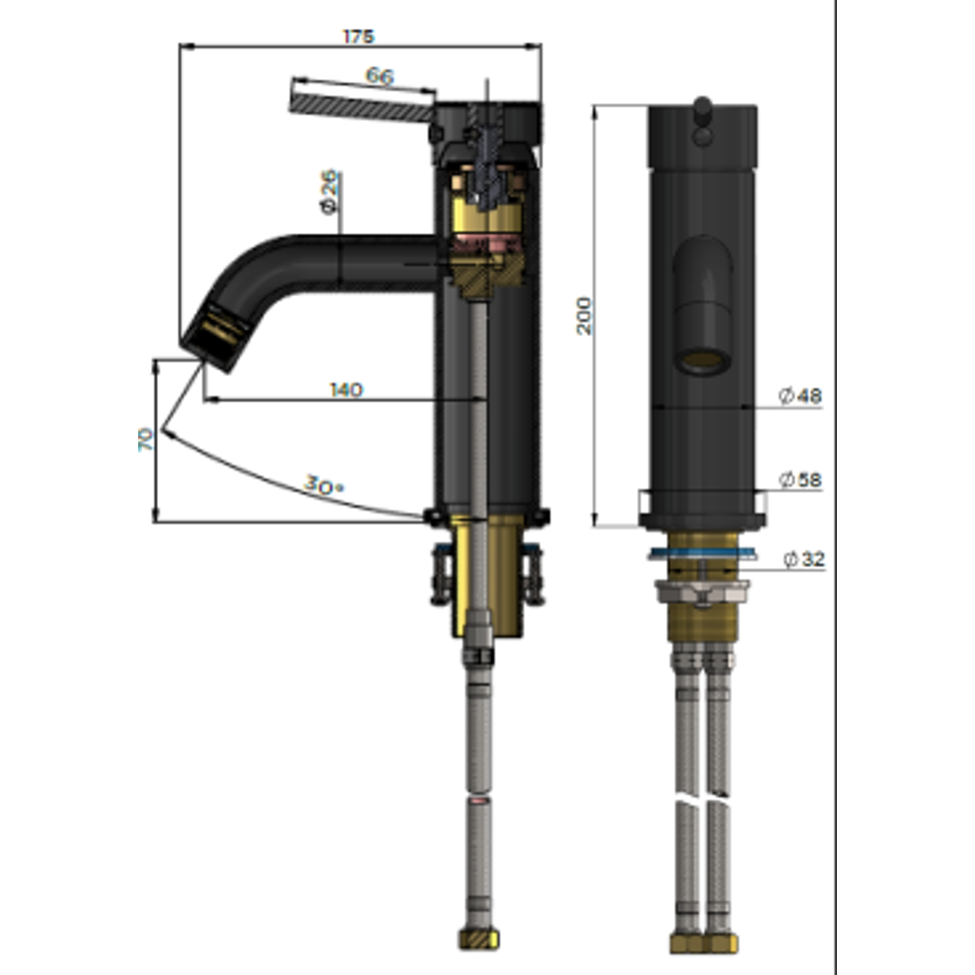 Meir Round Basin Mixer Curved Lustre Bronze