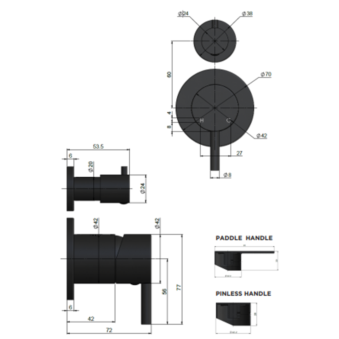 Meir Round Diverter Mixer Finish Kit Champagne