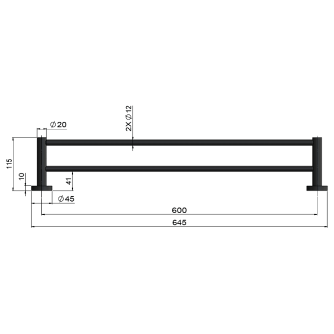 Meir Round Double Towel Rail 600Mm Champagne