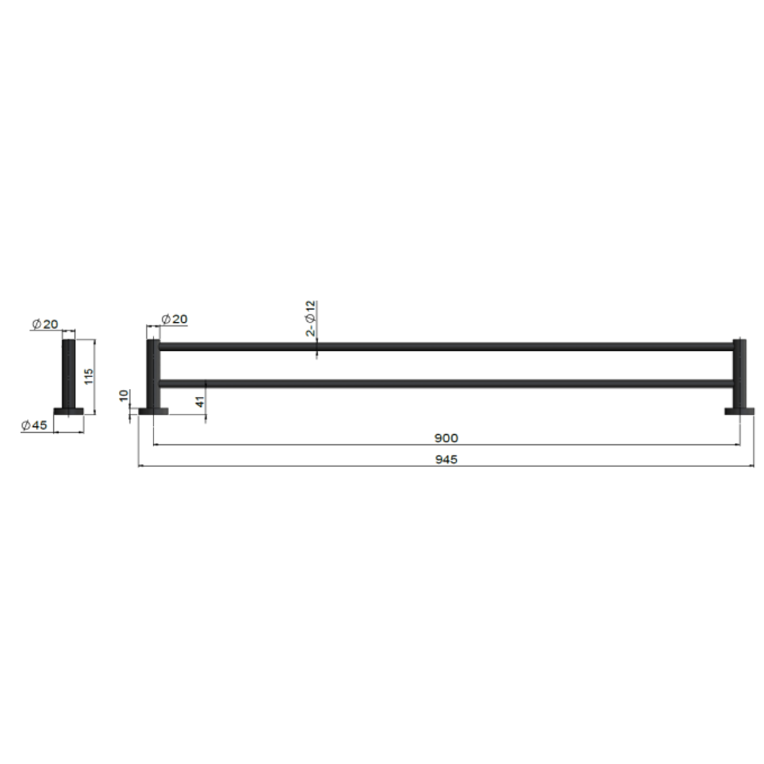 Meir Round Double Towel Rail 900Mm Brushed Nickel