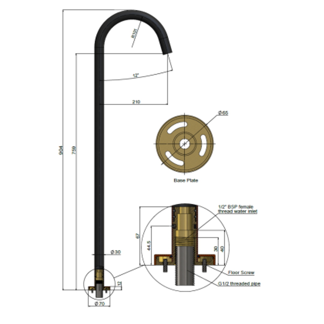 Meir Round Freestanding Bath Spout Brushed Nickel