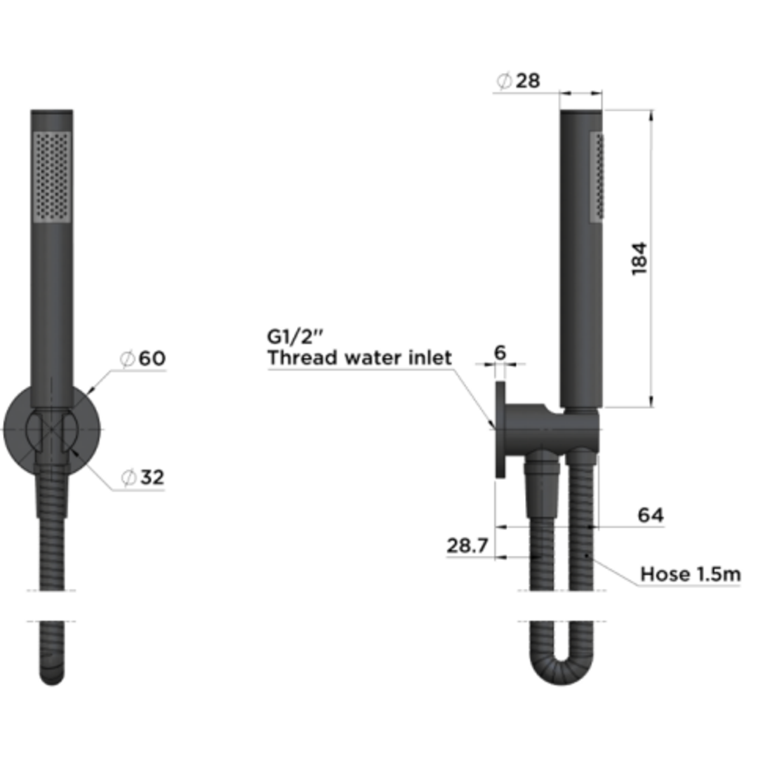 Meir Round Hand Shower On Fixed Bracket Lustre Bronze