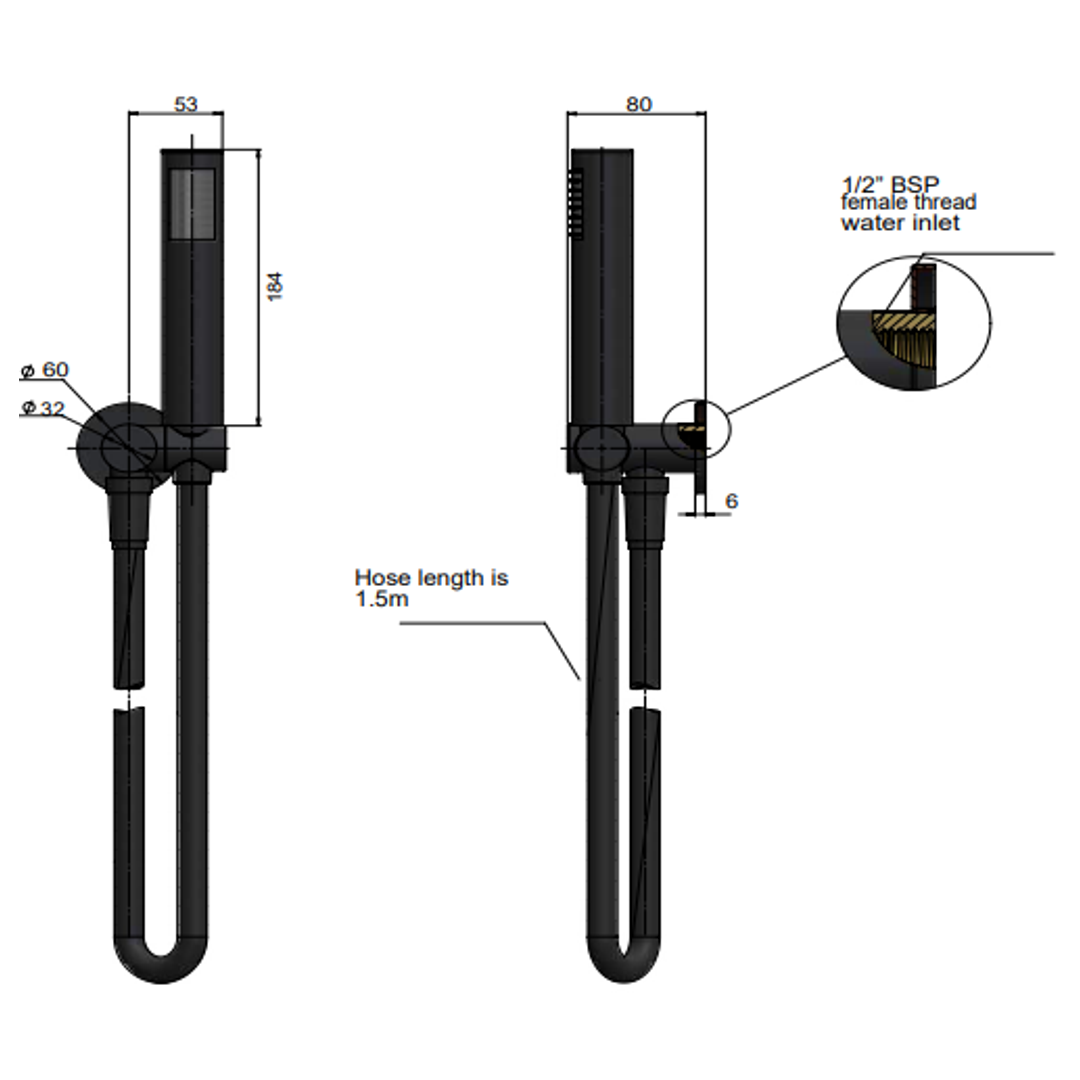 Meir Round Hand Shower On Swivel Bracket Matte Black
