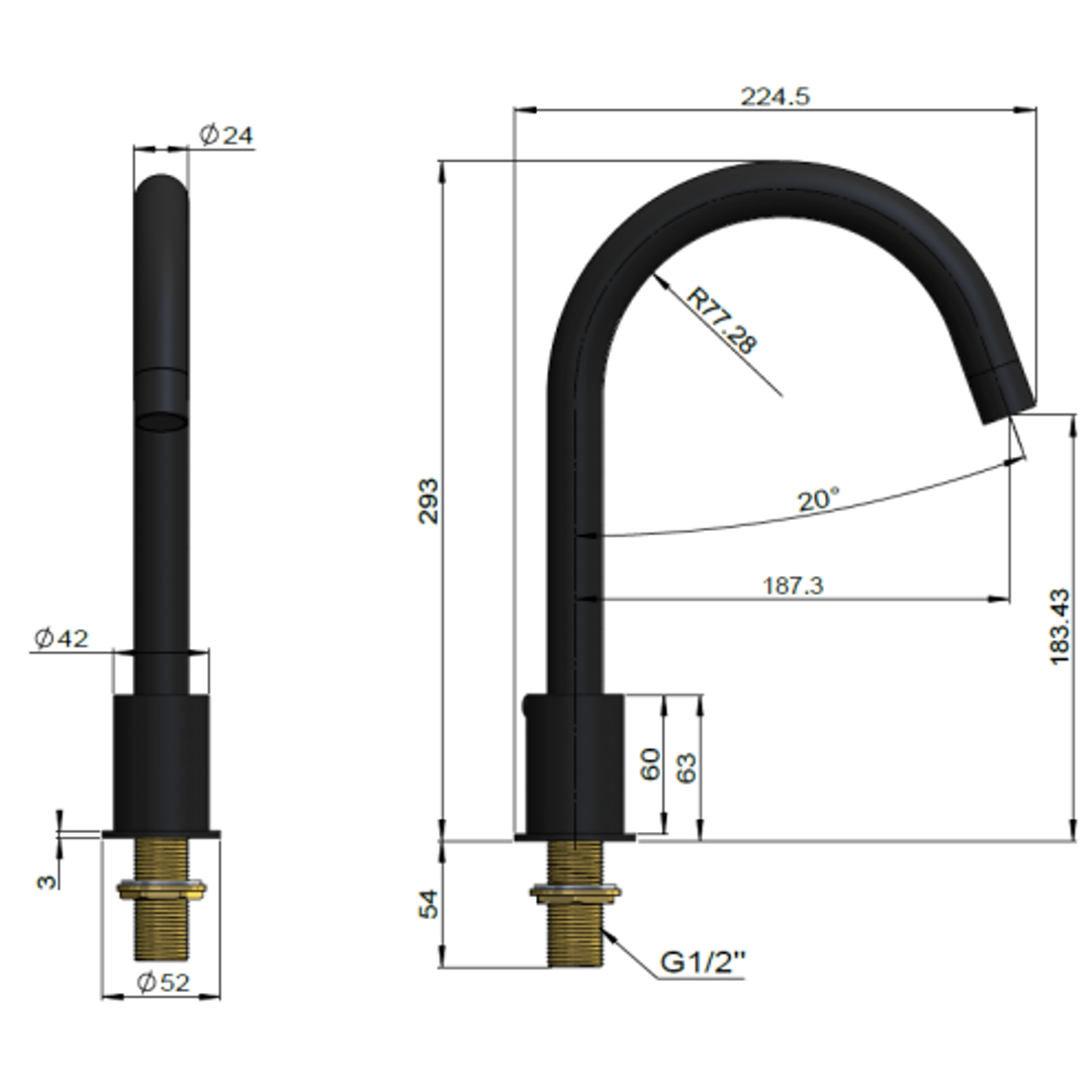 Meir Round Hob Mounted Swivel Spout Polished Chrome