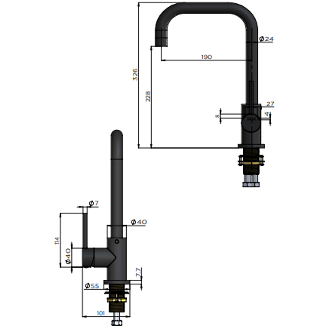 Meir Round Kitchen Mixer Tap Champagne