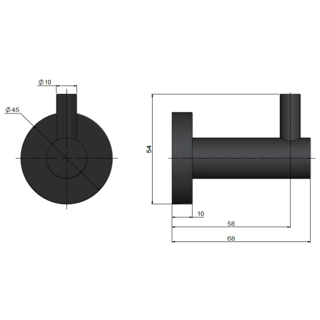 Meir Round Robe Hook Matte Black