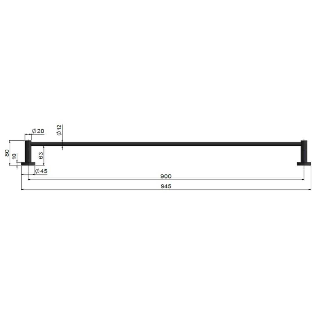 Meir Round Single Towel Rail 900Mm Champagne