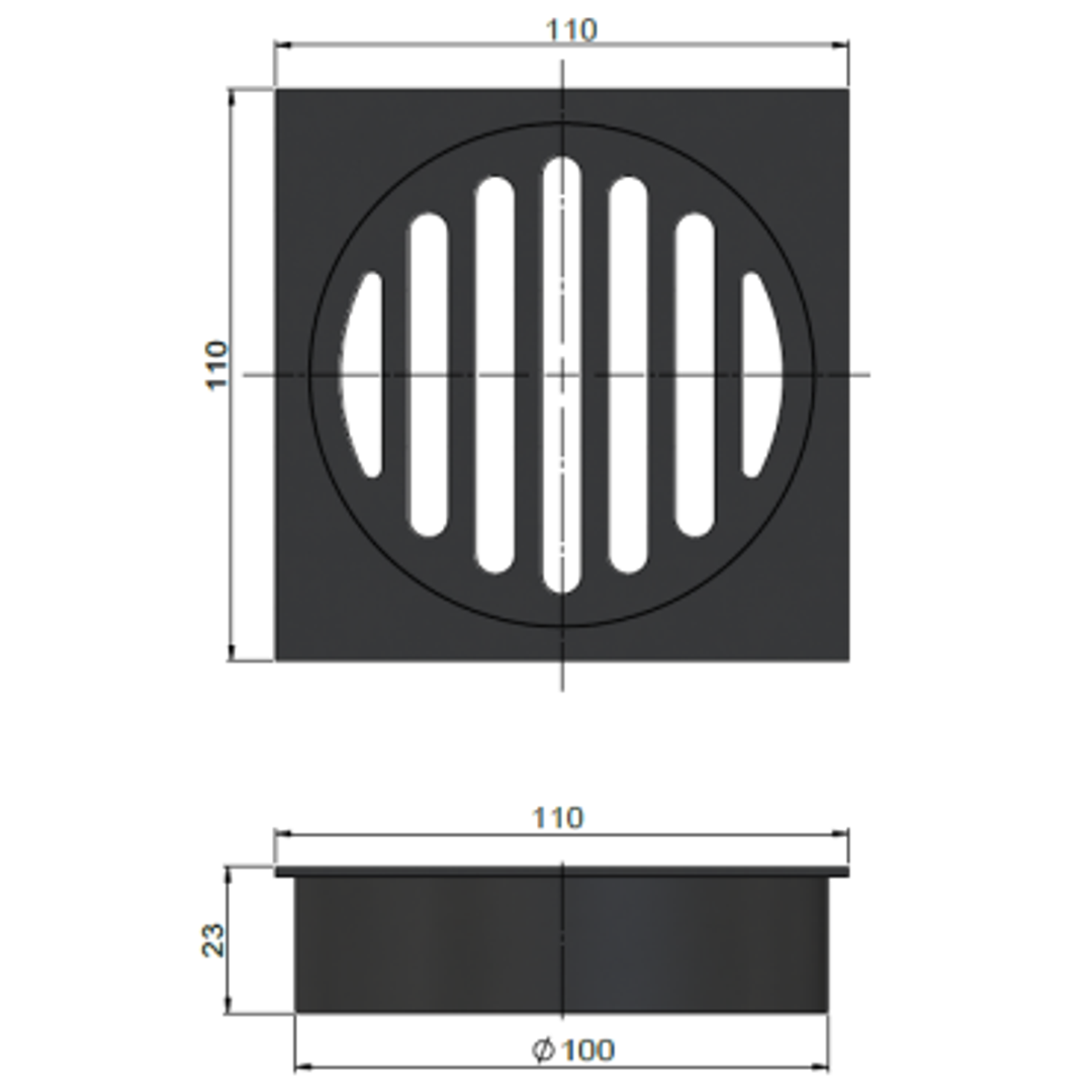 Meir Square Floor Grate Shower Drain 100Mm Outlet Polished Chrome