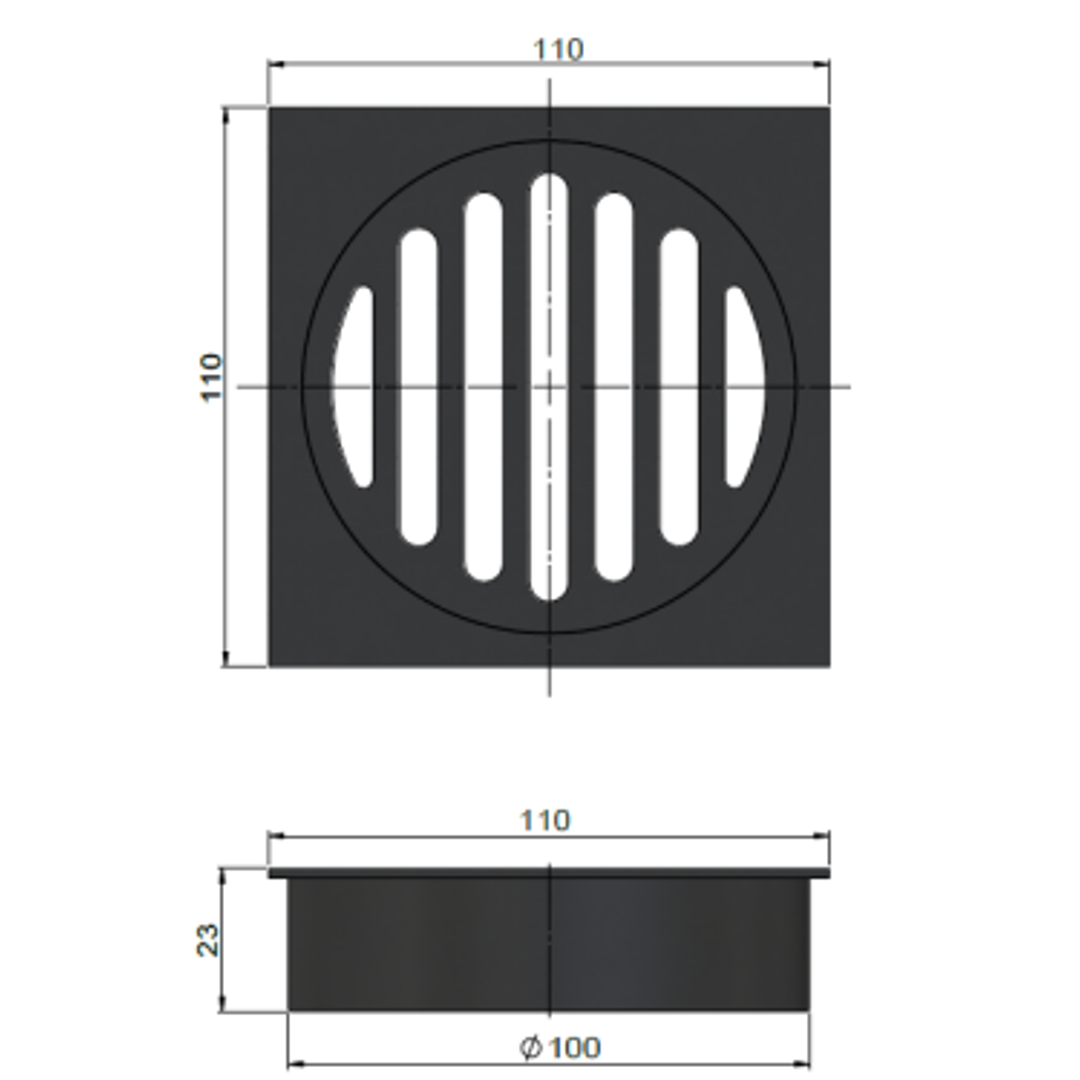 Meir Square Floor Grate Shower Drain 100Mm Outlet Shadow