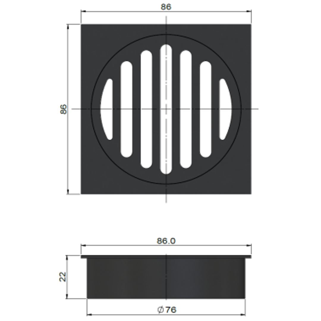 Meir Square Floor Grate Shower Drain 80mm Outlet Brushed Nickel Mp06-80-Pvdbn