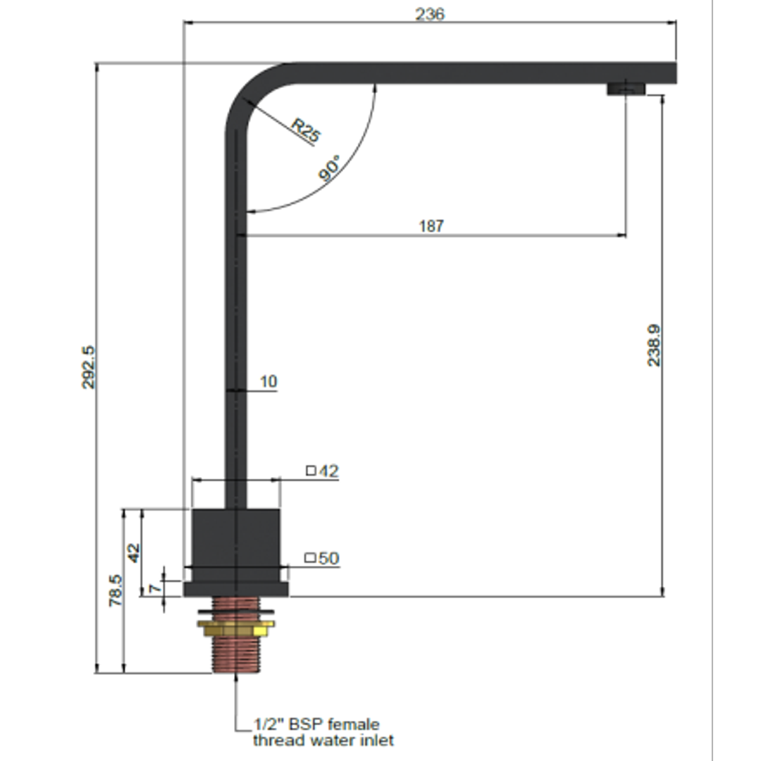 Meir Square High Rise Swivel Hob Spout Matte Black