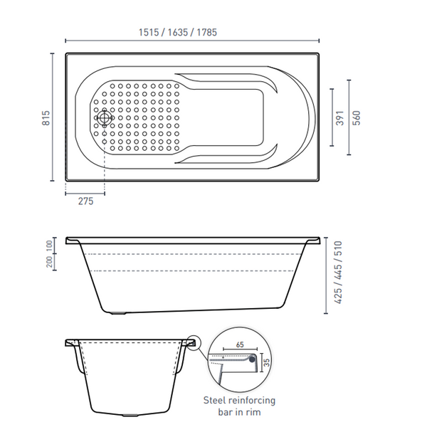 Modena Contour 12 Jetss White 1650mm