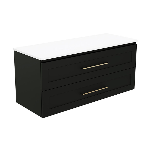 Fienza Newport 1200 Sgl Wall Hung Vanity 2D/2Dr Dolce Satin Black Top