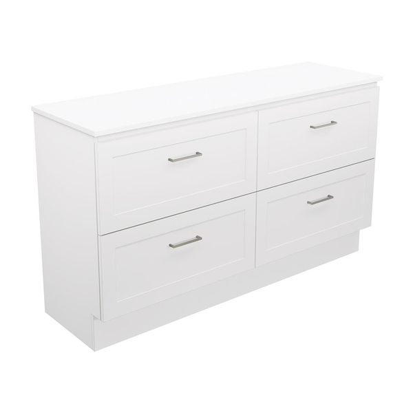 Fienza Newport 1500 Dbl Floor Standing Vanity 2D/4Dr Aust Hardwood Basin Not Inc
