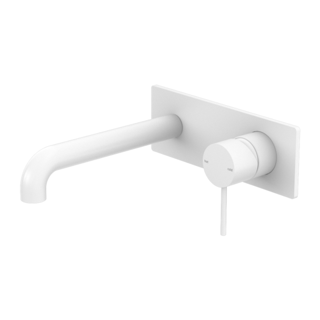 Nero Mecca Wall Basin Mixer 185mm Matte White Nr221907A185Mw