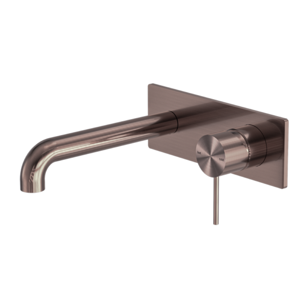 Nero Mecca Wall Basin Mixer 185mm Spout Brushed Bronze