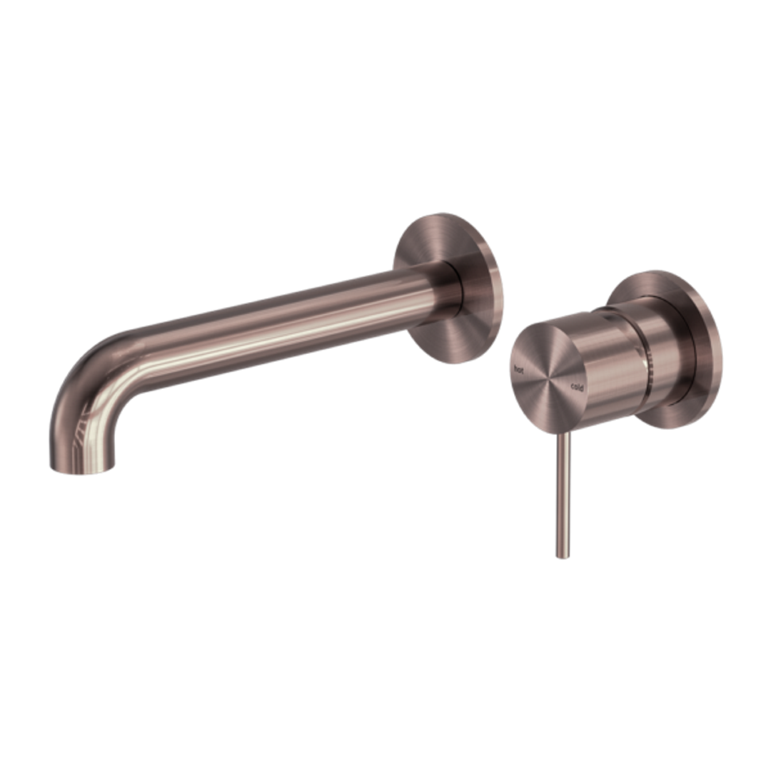 NERO MECCA WALL BASIN MIXER SEPARATE BACK PLATE 185MM SPOUT BRUSHED BRONZE