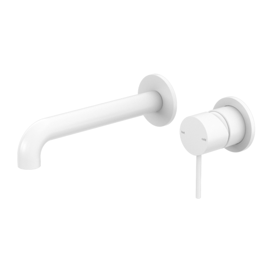 NERO WALL BASIN MIXER SEPARATE BACK PLATE 160MM SPOUT MATTE WHITE