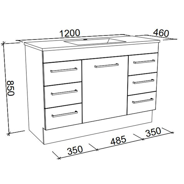 BARGO VANITY 1200MM GRAND ACRYLIC TOP FLOORSTANDING(TIMBERLN P#:B12GF)