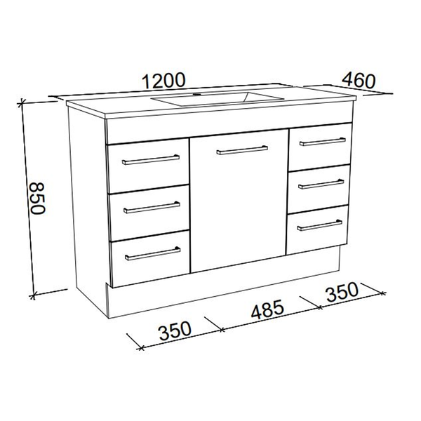 BARGO VANITY CABINET ONLY 1185MM   NO TOP FLOORSTANDING(TIMBERLN P#:B12XF)